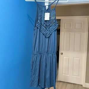 Blue/grey crochet romper